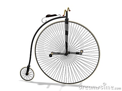 High wheel bicycle 3d rendering Stock Photo