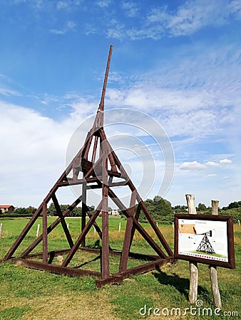 Wooden medieval catapult at a museum Editorial Stock Photo