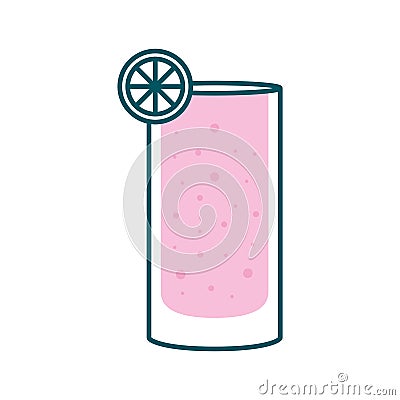 Highball cocktail glass cup with lemon line and fill style icon vector design Vector Illustration