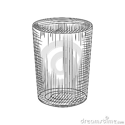 Highball glass isolated on white background. Collin glass Cartoon Illustration