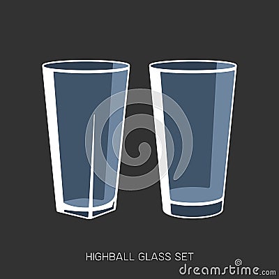Highball glass set sign simple empty vector illustration Vector Illustration