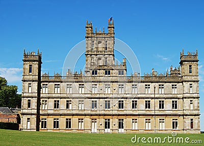 Highclere Castle, known popularly as Downton Abbey Stock Photo