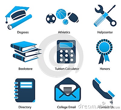 Higher Education Icons Set One Stock Photo