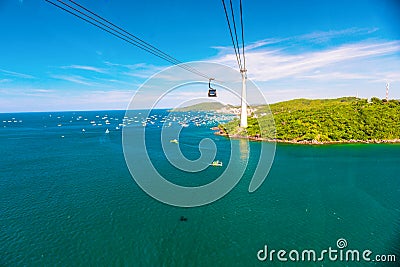 The highest cable car in Fukuok, vietnam Stock Photo