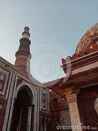 The highest minarate in India Qutubminar made by Qutubudeen aibak Editorial Stock Photo
