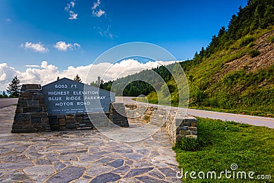 The highest point on the Blue Ridge Parkway, in North Carolina. Editorial Stock Photo