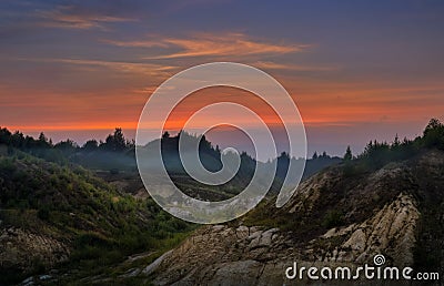 Highland landscape in sunset light Stock Photo