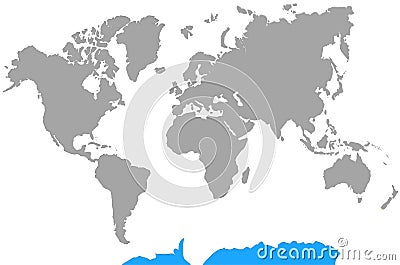 Highlight Antarctica from Continents World Map Stock Photo