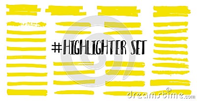 Highlight brush lines. Yellow watercolor Vector Illustration