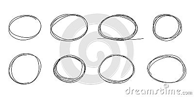 Highlight circle frame cadre, circle doodle scribble round circles for message note. border, mark check or text box Vector Illustration