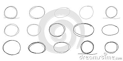 Highlight circle frame cadre, circle doodle scribble round circles for message note. border, mark check or text box Vector Illustration