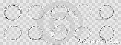 Highlight circle frame cadre, circle doodle scribble round circles for message note. border, mark check or text box Vector Illustration