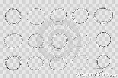 Highlight circle frame cadre, circle doodle scribble round circles for message note. border, mark check or text box Vector Illustration