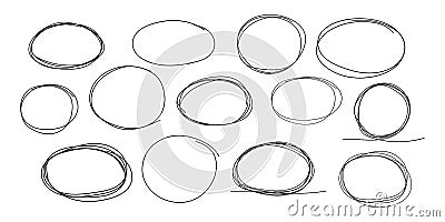 Highlight circle frame cadre, circle doodle scribble round circles for message note. border, mark check or text box Vector Illustration