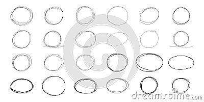 Highlight circle frame cadre, circle doodle scribble round circles for message note. border, mark check or text box Vector Illustration
