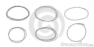 Highlight circle frame cadre, circle doodle scribble round circles for message note. border, mark check or text box Vector Illustration