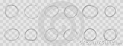 Highlight circle frame cadre, circle doodle scribble round circles for message note. border, mark check or text box Vector Illustration