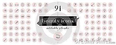 Highlight covers backgrounds. Set of beauty icons. Vector Illustration