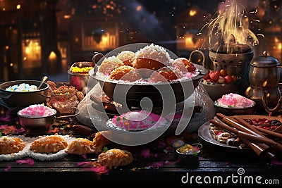 Highlight the culinary delights of Holi with Stock Photo
