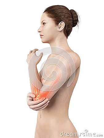 Highlighted elbow joint Stock Photo