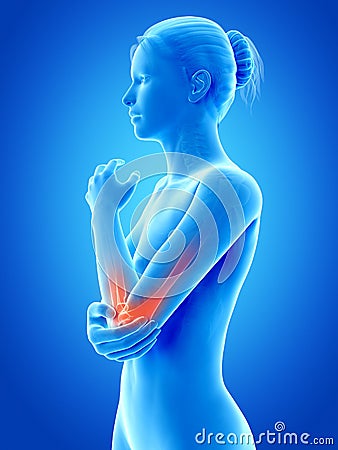 Highlighted elbow joint Stock Photo