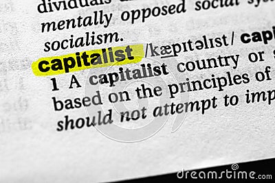 Highlighted word capitalist concept and meaning Stock Photo