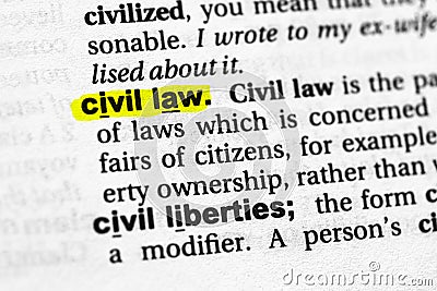 Highlighted word civil law concept and meaning Stock Photo