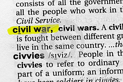 Highlighted word civil war concept and meaning Stock Photo