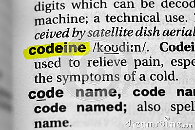 Highlighted word codeine concept and meaning Stock Photo