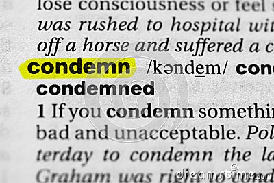 Highlighted word condemn concept and meaning Stock Photo