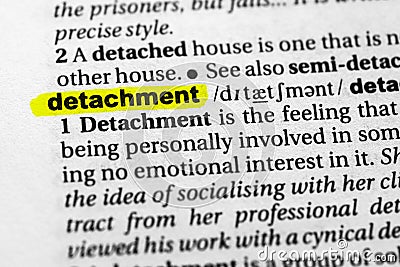 Highlighted word detachment concept and meaning Stock Photo