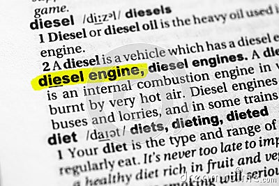 Highlighted word diesel engine concept and meaning Stock Photo