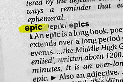 Highlighted word epic concept and meaning Stock Photo
