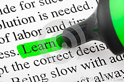 Highlighter and word Learn Stock Photo