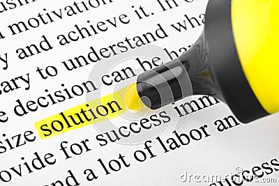 Highlighter and word solution Stock Photo