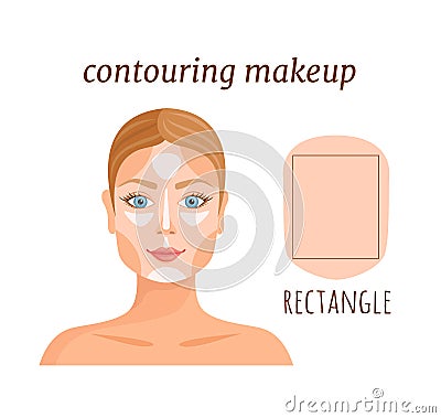 Highlighting and shading of rectangle female face. Vector Vector Illustration