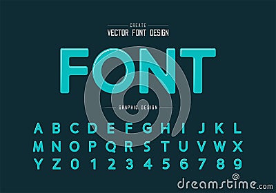 Highlights font and round alphabet vector, Design typeface and number, Graphic text on background Vector Illustration