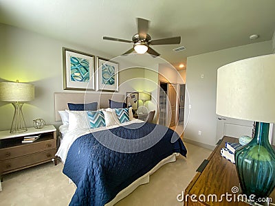 A highly decorated bedroom in a model of an apartment complex Editorial Stock Photo