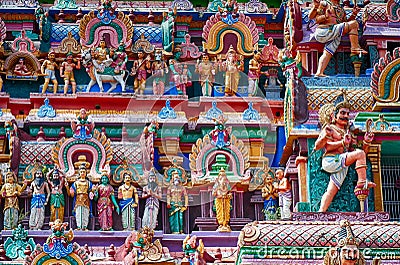 Highly decorated gopuram entrance to Shiva Nataraja temple Editorial Stock Photo