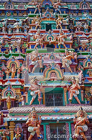 Highly decorated gopuram entrance to Shiva Nataraja temple Editorial Stock Photo