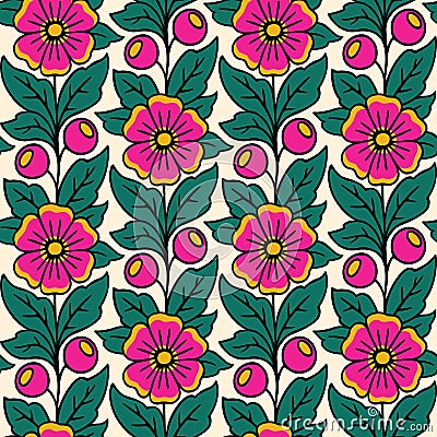 Floral vector seamless pattern in traditional russian style Vector Illustration