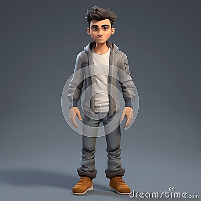 Highly Detailed Boy Animation Characters With Urban Edge Stock Photo