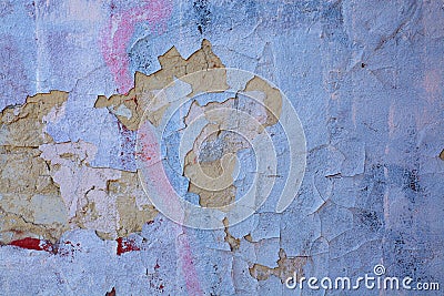 A highly detailed cracked painted wall Stock Photo