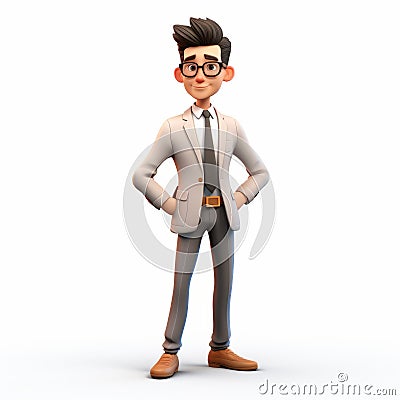 Highly Detailed 3d Cartoon Male In Glasses And Suit Stock Photo