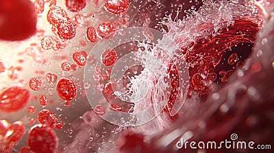 3D Rendering of Platelets Clustering Around a Vascular Injury Stock Photo