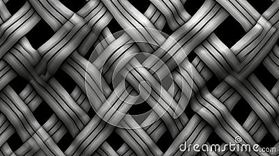 A highly detailed digital illustration of a black and white woven fabric texture Cartoon Illustration