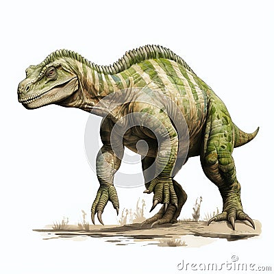 Highly Detailed Digital Illustration Of A Walking Dinosaur Cartoon Illustration