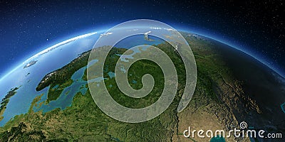 Highly detailed Earth. European part of Russia Stock Photo