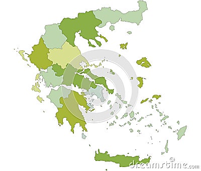 Highly detailed editable political map with separated layers. Greece. Vector Illustration