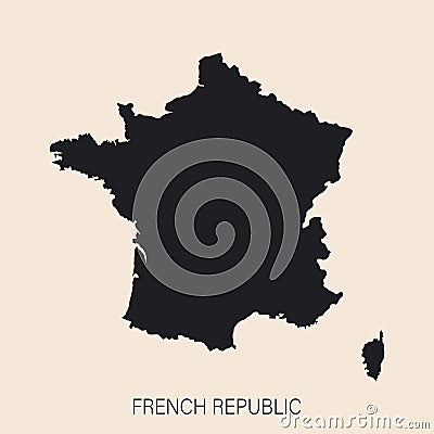 Highly detailed France map with borders isolated on background Vector Illustration